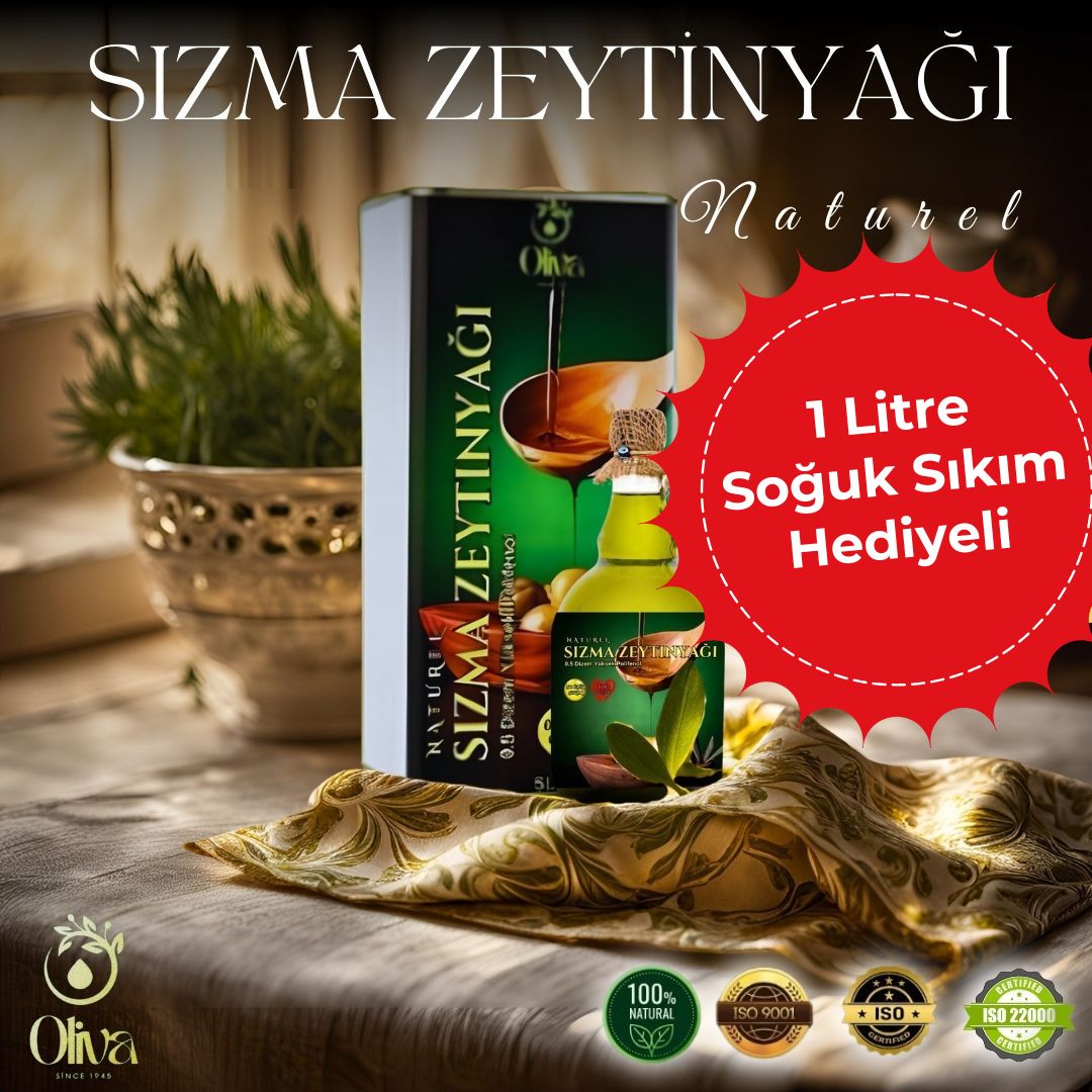 Premium Olgun Hasat Natürel Sızma Zeytinyağı, 0.5 Asidite Oranı, 5 Litre + 1 Litre Zeytinyağı Hediye